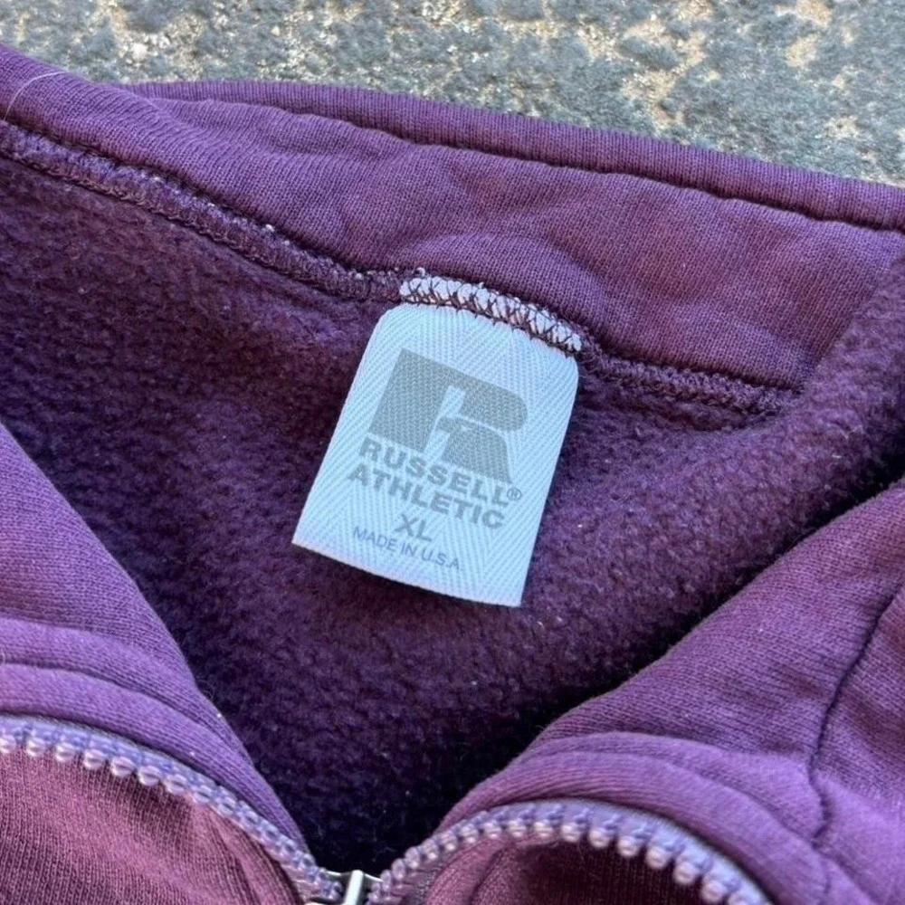 Vintage Cropped Purple Made in USA Russell Quarter Zip Size Large - Picture 3 of 4
